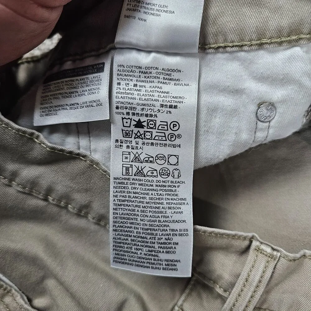 Levis 541 Jeans Mens 35x28 Khaki Athletic Tapered Stretch Workwear American